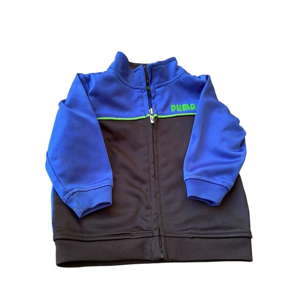 Puma Baby Boys Zip up Jacket Size 3 to 6 Months Blue and Green - Picture 1 of 6